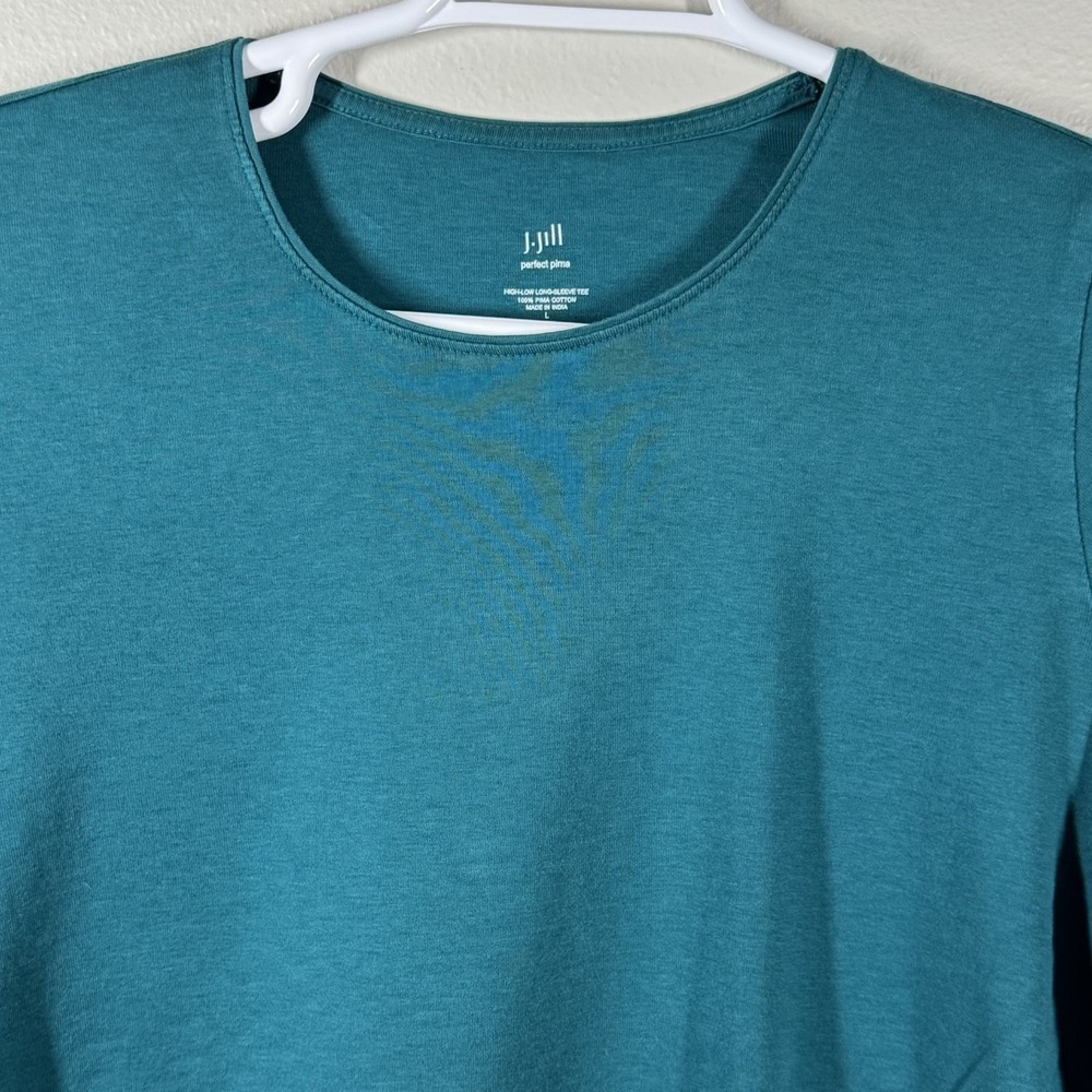 J.Jill Perfect Pima Teal Pima Cotton High-Low Long Sleeve Tee Shirt Womens L